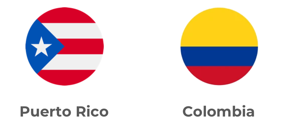 Puerto Rico and Colombia